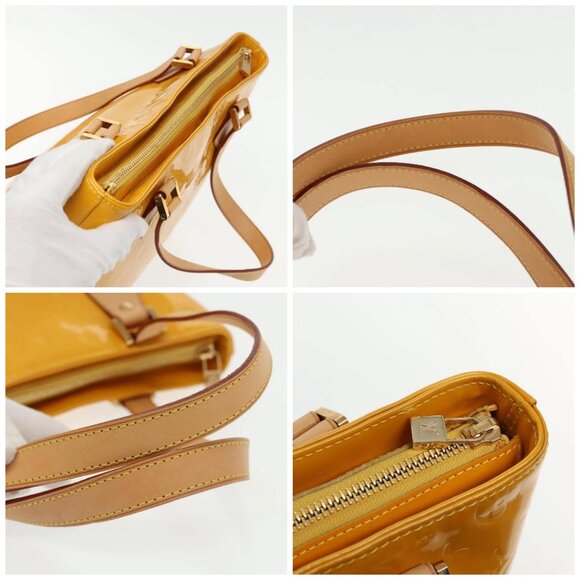 LOUIS VUITTON Monogram Vernis Houston Hand Bag Lime Yellow M91055 LV Auth 95398 - Picture 16 of 16